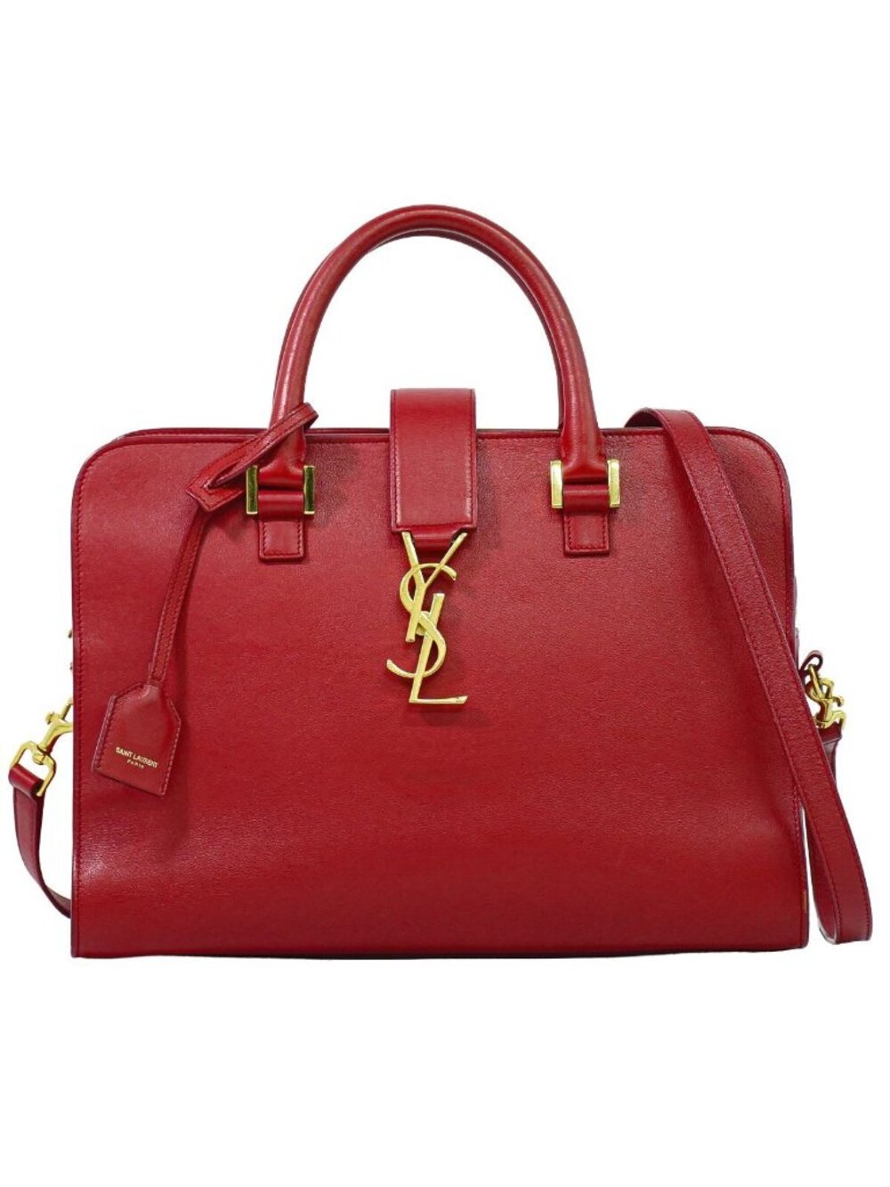 Saint Laurent YSL Cabas Small 2-Way Shoulder Bag Pochette Leather Red